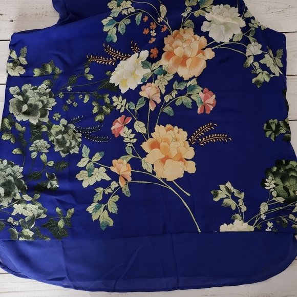 Rose + Olive Floral Blue Sleeveless Top Size Medium - Picture 5 of 10